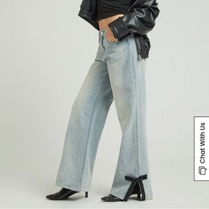 Pacsun Bow Detail Light Wash Baggy Jeans
